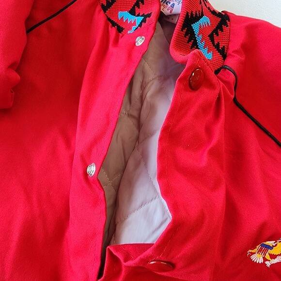 Vintage Men's United Structures of America Bomber Jacket Red Size L - Picture 6 of 7